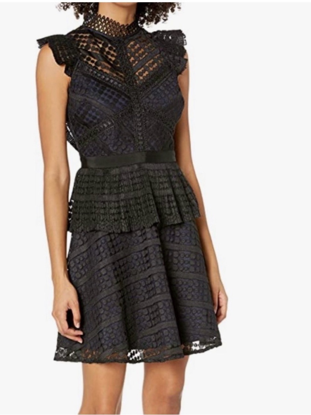 Chelsea28 Black Lace Peplum Mini Dress
